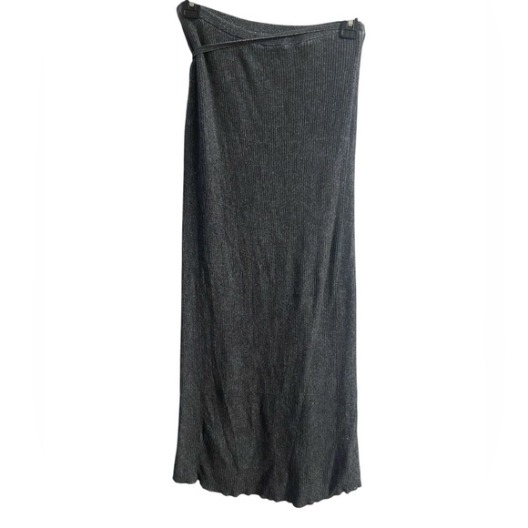 Free people borderline midi faux wrap skirt knit grey blue Small - Picture 4 of 9